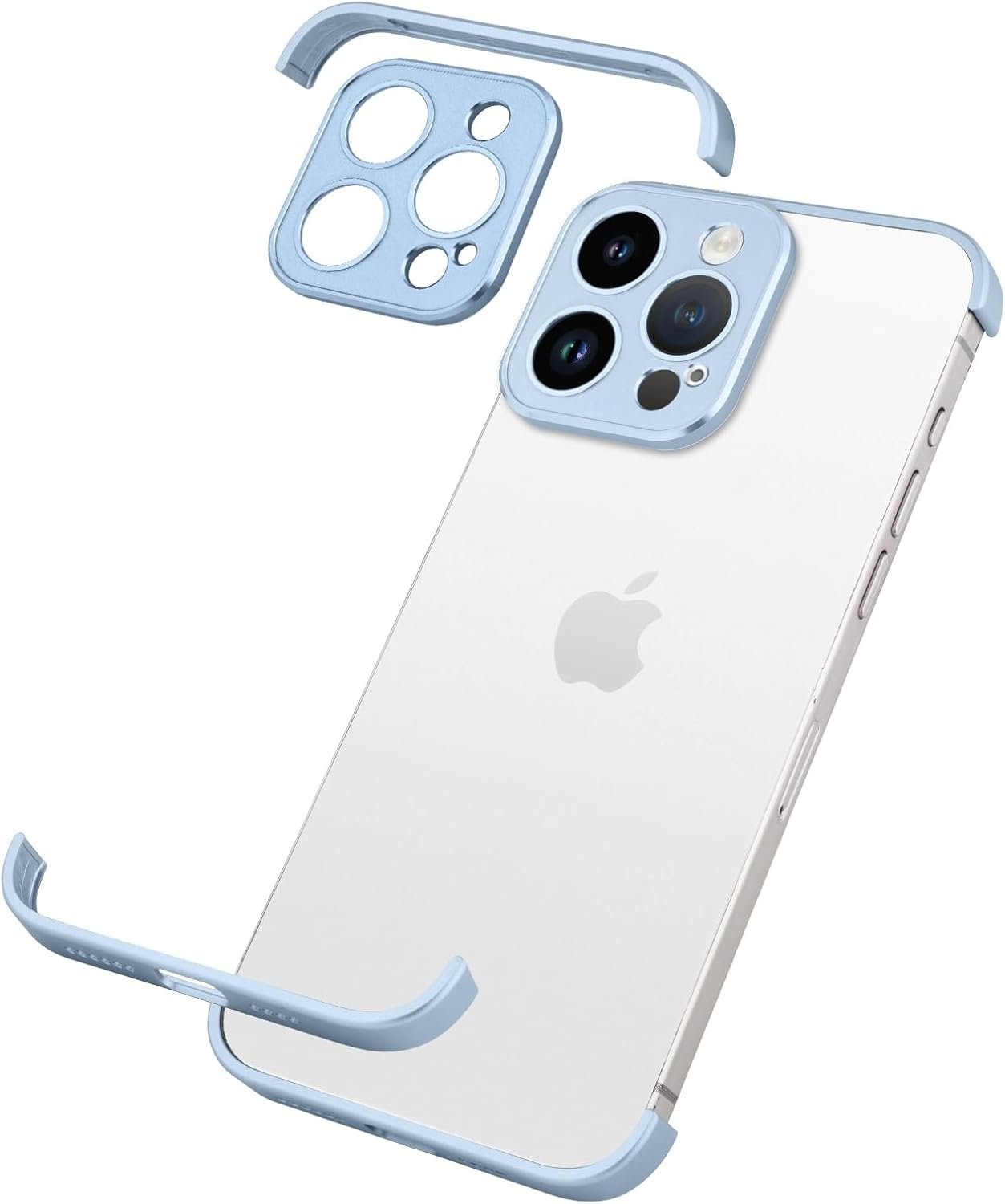 Design for Metal Frameless Phone Case Compatible with iPhone 12 Phone Models with Camera Lens Protector, Metal Shockproof Phone Cover, Minimalist Yet Protective Bumper Shell (Black Metal)