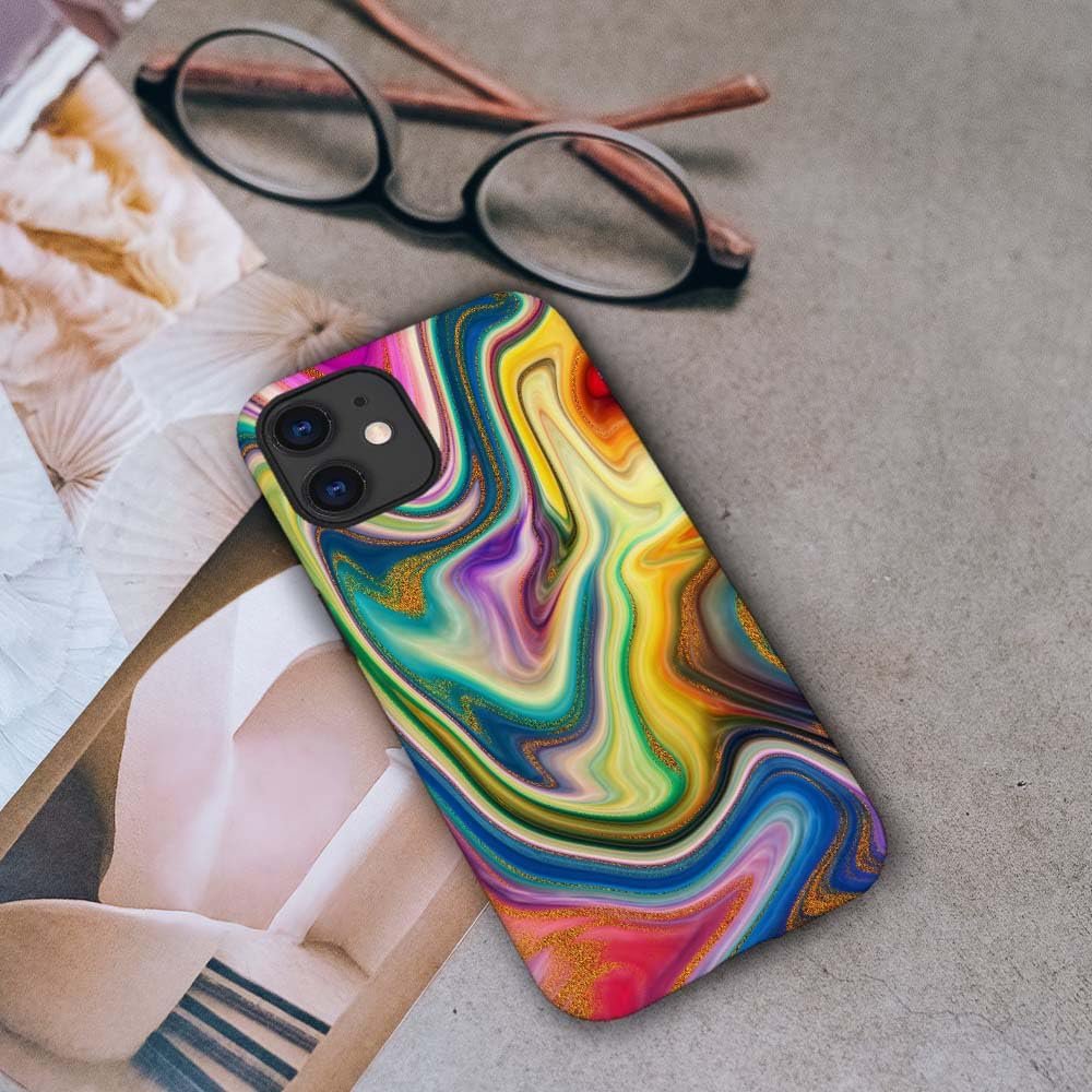 Case Compatible with iPhone 11,Colorful Marble 2 in 1 Phone Case for Women Men,Soft TPU and PC Hard Shell Mixed Two-Layer Protective Phone Case for 11 6.1 Inch