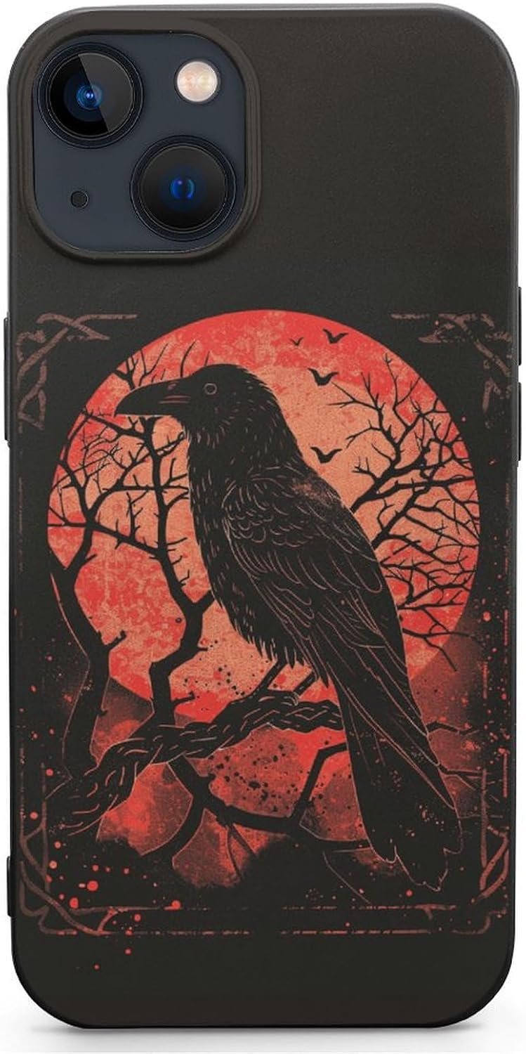 Black Crow Raven Phone Cases Cute Fashion Protective Cover Soft Silicone TPU Shell Compatible with iPhone 13 iPhone 13 Mini iPhone 13 Pro iPhone 13 Pro Max