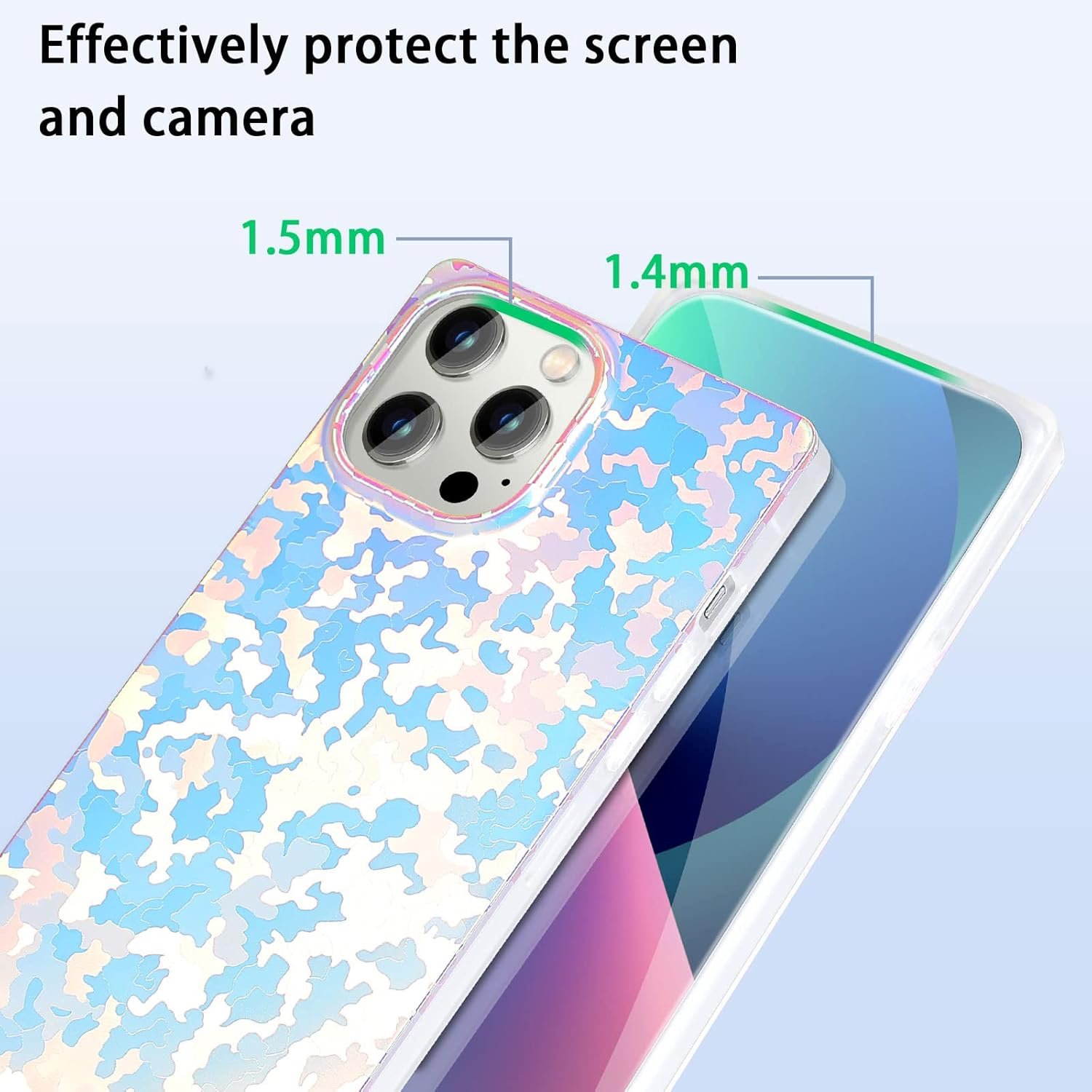 71-tIhwh6VL._AC_SL1500 Square Phone Case for iPhone 13 Pro Max,Bling Glitter Colorful Slim Soft TPU Silicone Mobile Case for Women Girls Men Boys Cute Shockproof iPhone Protective Case 6.7 inch (Shell)