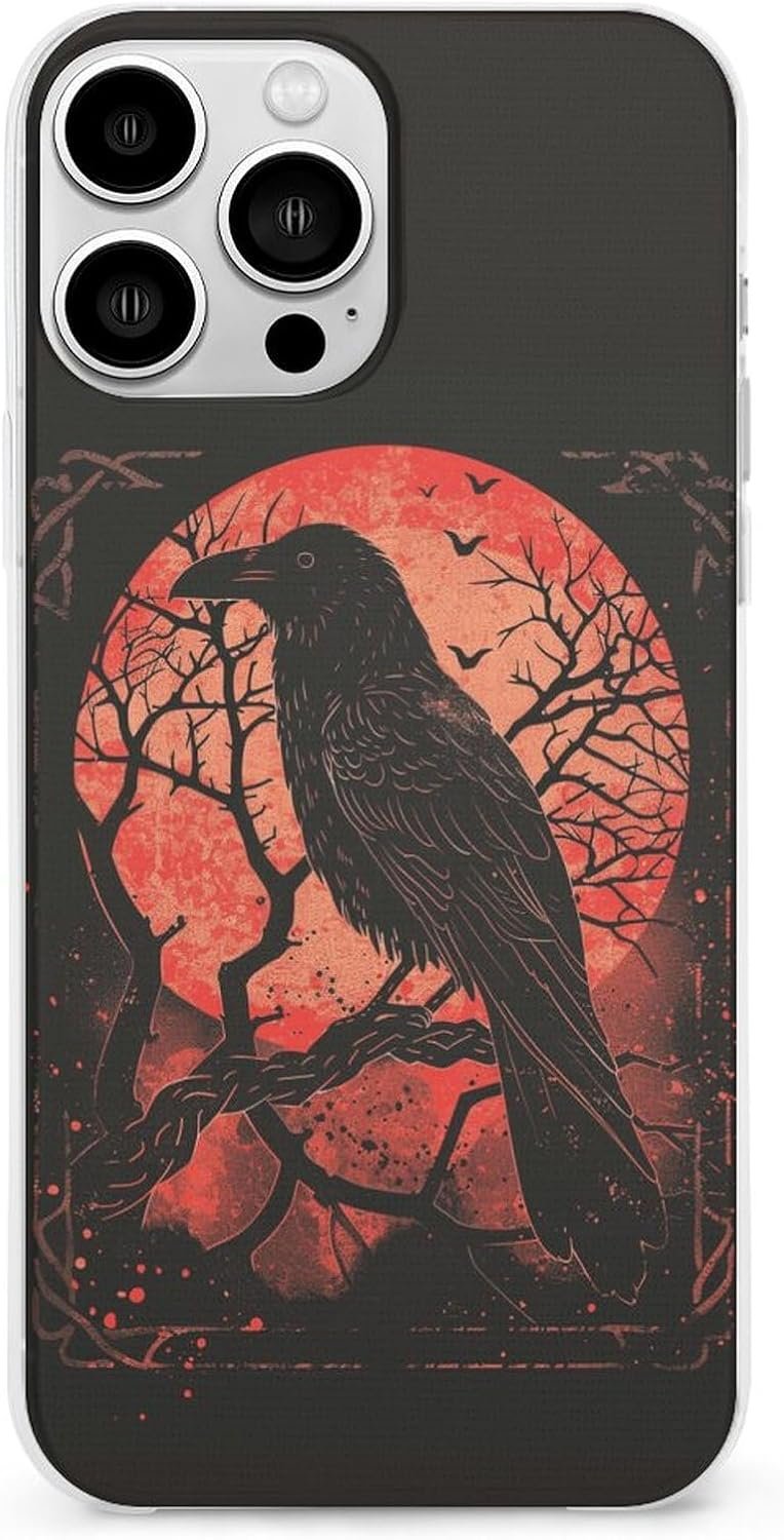 Black Crow Raven Phone Cases Cute Fashion Protective Cover Soft Silicone TPU Shell Compatible with iPhone 13 iPhone 13 Mini iPhone 13 Pro iPhone 13 Pro Max