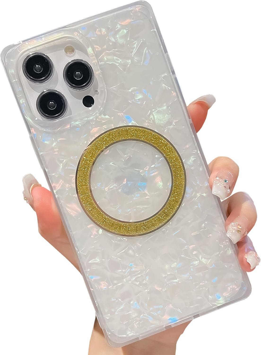 Pearl Pattern Compatible with iPhone 11 Rectangle Edge Case, Slim Soft TPU Silicone Protective Bumper Cases Cover(Pink Pearl,11)