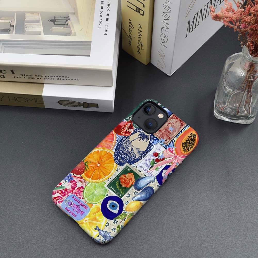 711w9-yoriL._AC_SL1000 Compatible with for iPhone 14,Fruit Lemon European Summer Collage Phone Case for Girl Women Boy Men,Scratch Resistant Shockproof Cover Case for iPhone 14