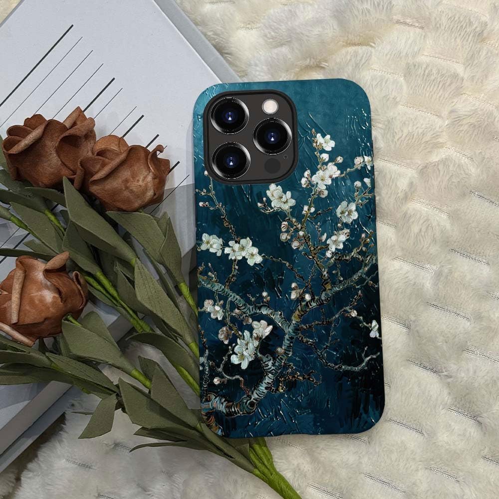 Innovatemee Case Compatible with iPhone 15 Pro Max,Almond Blossoms Artwork Phone Case for iPhone 15 Pro Max,Cases for Girls and Boys,Fall Prevention Hybrid 2-Layer Hard Shell Phone Case