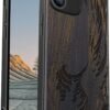 Magnetic Wood Case for iPhone 12 Case [Natural Wood & Soft TPU] Shockproof Protective Cover Unique & Classy Wooden Case Compatible with MagSafe (The Great Wave Off Kanagawa-Blackwood)