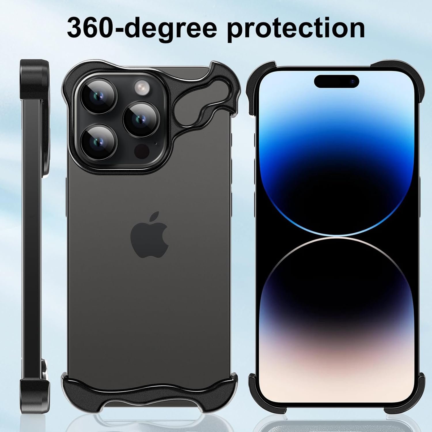 Phone Case for iPhone 14 Pro Phone Case Minimalist Protective Shock Absorption Aerospace Grade Aluminum Shells + Elastomer Inlays Easy Fit (Aluminum Metal Black)