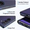 Galaxy Z Fold 6 Cover Cases Compatible with Samsung Z Fold 6 Flip Cell Phone Case Clear View Mirror Flip Cover PU Leather with Kickstand Protective Cover for Samsung Galaxy Z Fold 6 (Purple)
