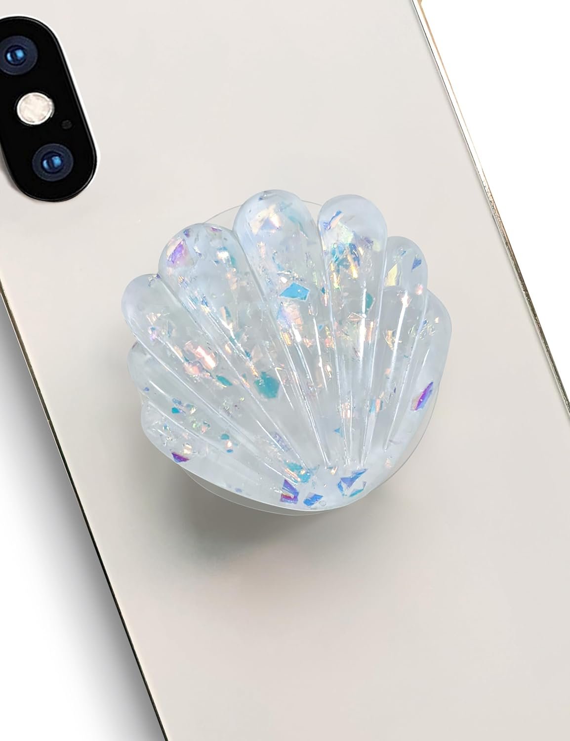 Cute Shell Shape Collapsible Expandable Stand Multi Functional Mobile Phone Grip & Kicktand（White）