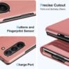 716TYfbAaoL._AC_SL1500 Mirror Case for Samsung Galaxy Z Fold 5 5G Case Clear View Makeup Leather Flip Cover, Galaxy Z Fold 5 5G Phone Case with Kickstand Shockproof Protective Case for Samsung Z Fold 5 5G Shell (Pink)