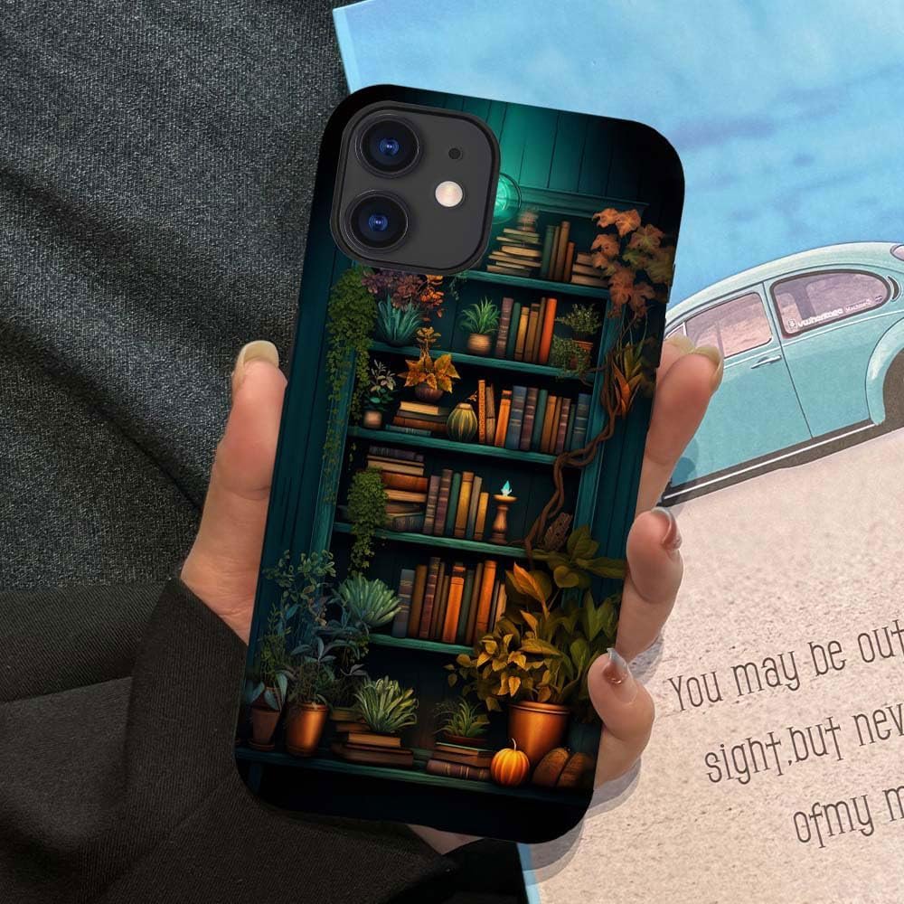 Case Compatible with for iPhone 11,Bookshelf Book Plant Phone Case Hybrid 2-Layer Hard Shell,Shockproof Soft for Girl Women Boy Men,Case for iPhone 11