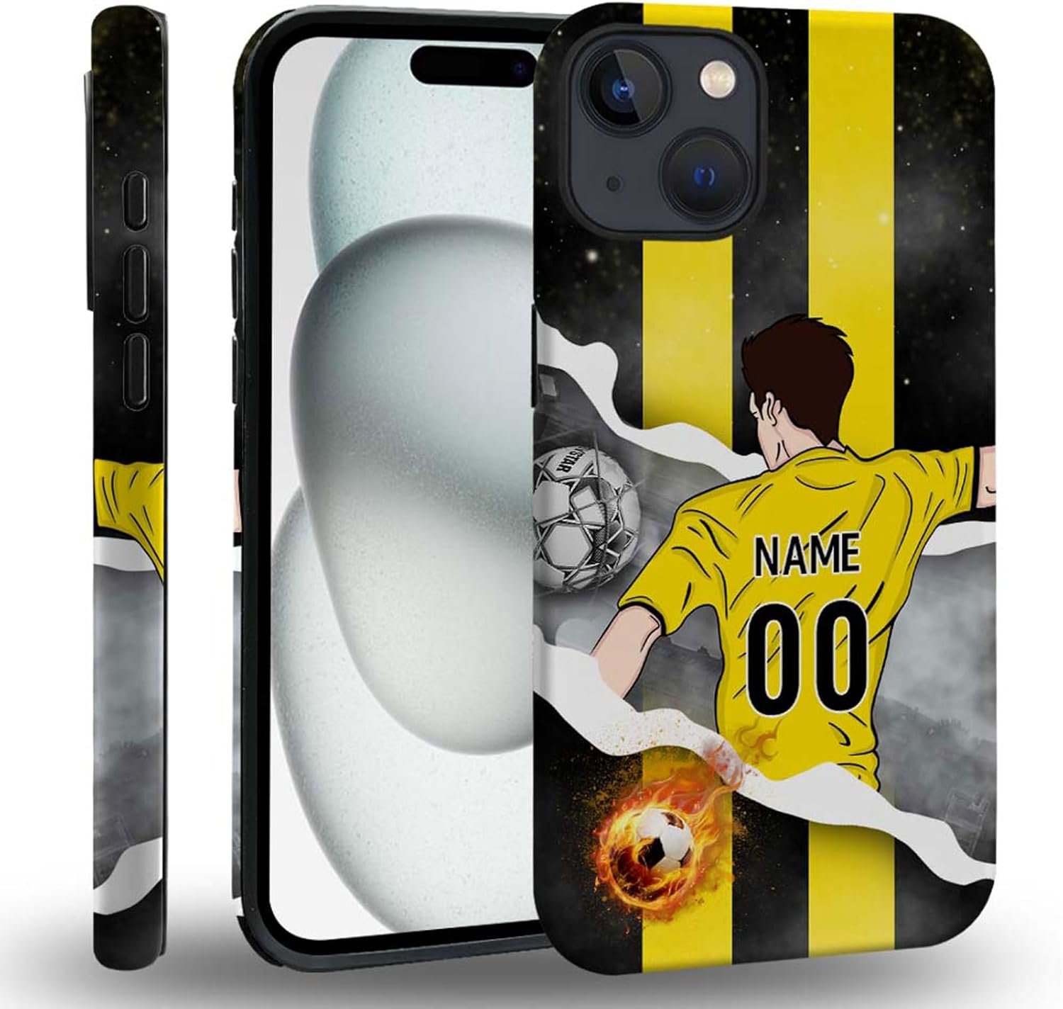 case Compatible with iPhone 13, Dark Blue Steed and Cactus Mix Two Layers of Protective Hard Shell Clear Design and dust-Proof. Suitable for iPhone 13