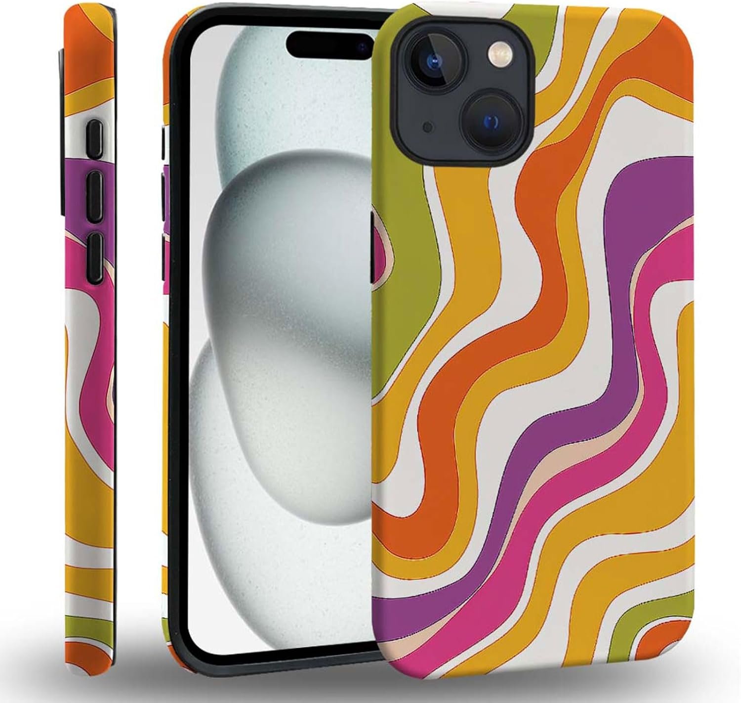 case Compatible with iPhone 13, Dark Blue Steed and Cactus Mix Two Layers of Protective Hard Shell Clear Design and dust-Proof. Suitable for iPhone 13