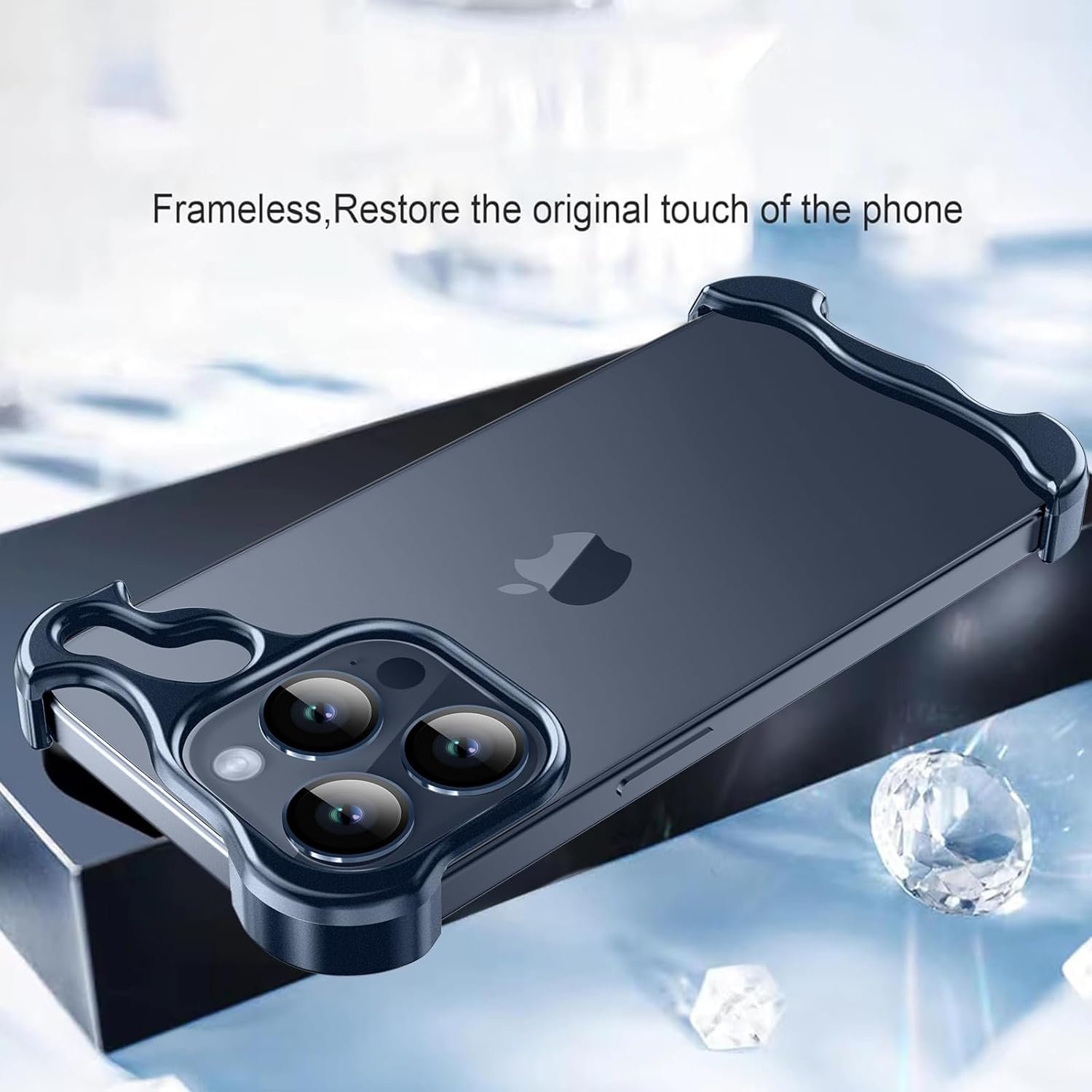 Phone Case for iPhone 13 Pro Phone Case Minimalist Protective Shock Absorption Aerospace Grade Aluminum Shells + Elastomer Inlays Easy Fit (Aluminum Metal Blue)