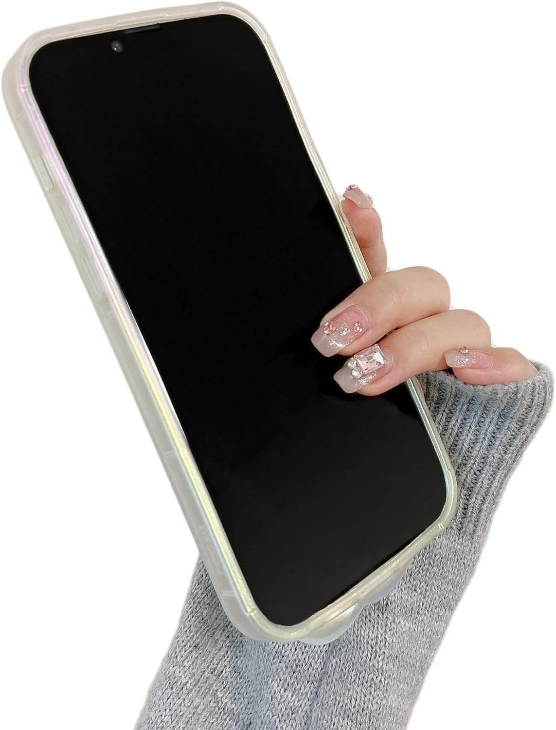 iPhone 14/iPhone 13 Case, Colorful Flowing Sand Matte Shell for Women, Prime for iPhone14/iPhone13 6.1 inch - Clear