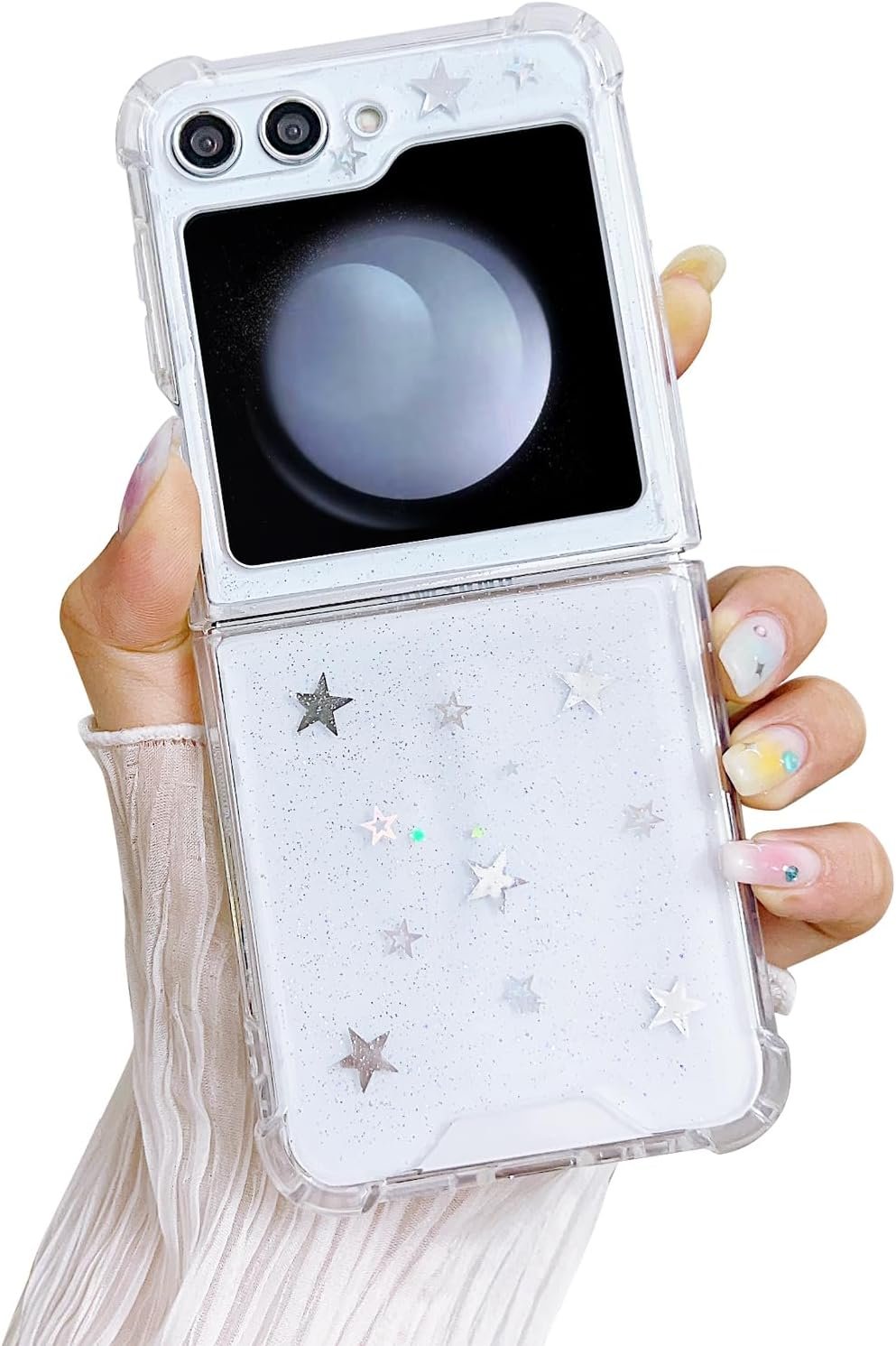 Compatible with Galaxy Flip 6 Case Women Girls Flexible TPU Sequin Sparkle Glitter Shockproof Protective Phone Cover for Galaxy Z Flip 6 (Shell Colorful)