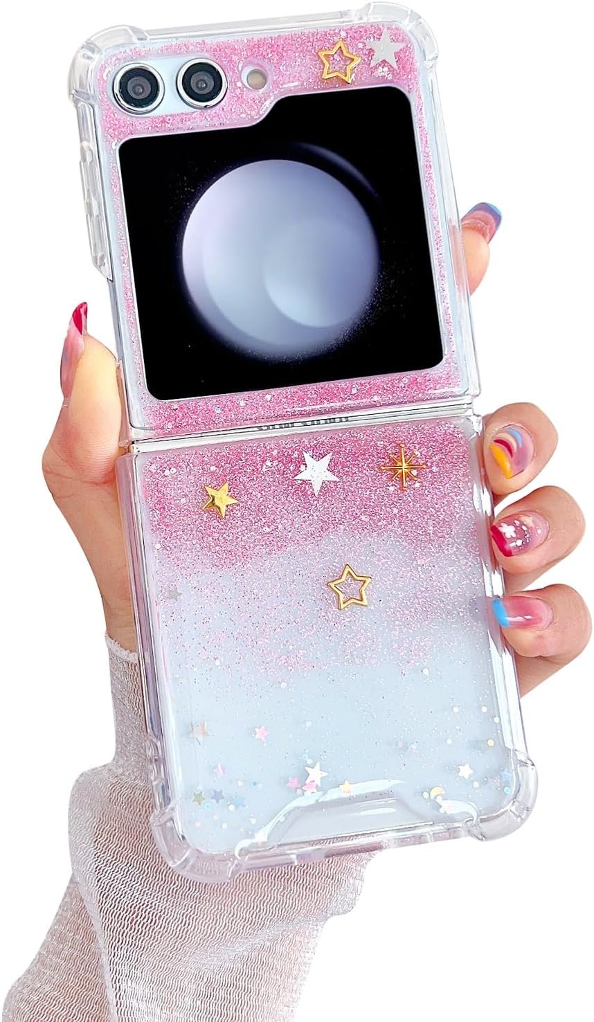 Compatible with Galaxy Flip 6 Case Women Girls Flexible TPU Sequin Sparkle Glitter Shockproof Protective Phone Cover for Galaxy Z Flip 6 (Shell Colorful)