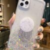 for iPhone 15 Pro Max Case Glitter Women Girls with Ring Kickstand Sparkle Bling Cute Cases Slim Soft Phone Protective Shell Phone Cover for iPhone 15 Pro Max Case 6.7 inch (Silver)