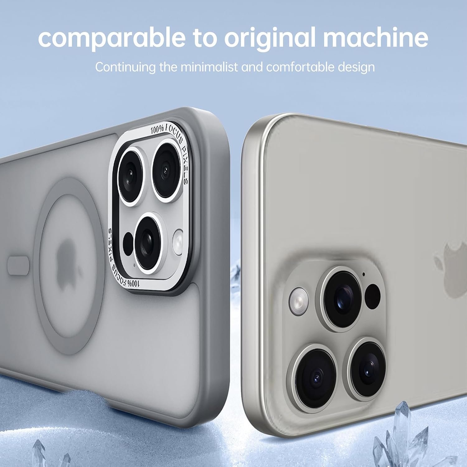 for iPhone15 Pro max Case Magnetic Translucent Matte Back Cover Military Grade Protection Shockproof Shell Full Body [Compatible with MagSafe]Slim Cell Phone Case - blue (Black, iPhone15 Pro Max)