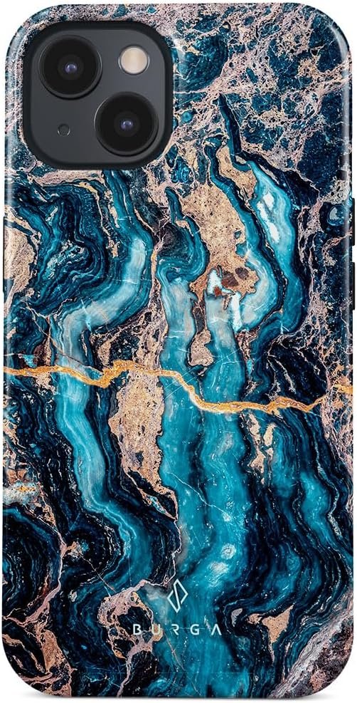 Phone Case Compatible with iPhone 14 Plus - Hybrid 2-Layer Hard Shell + Silicone Protective Case - Blue Hearts Love Kiss Amor - Scratch-Resistant Shockproof Cover