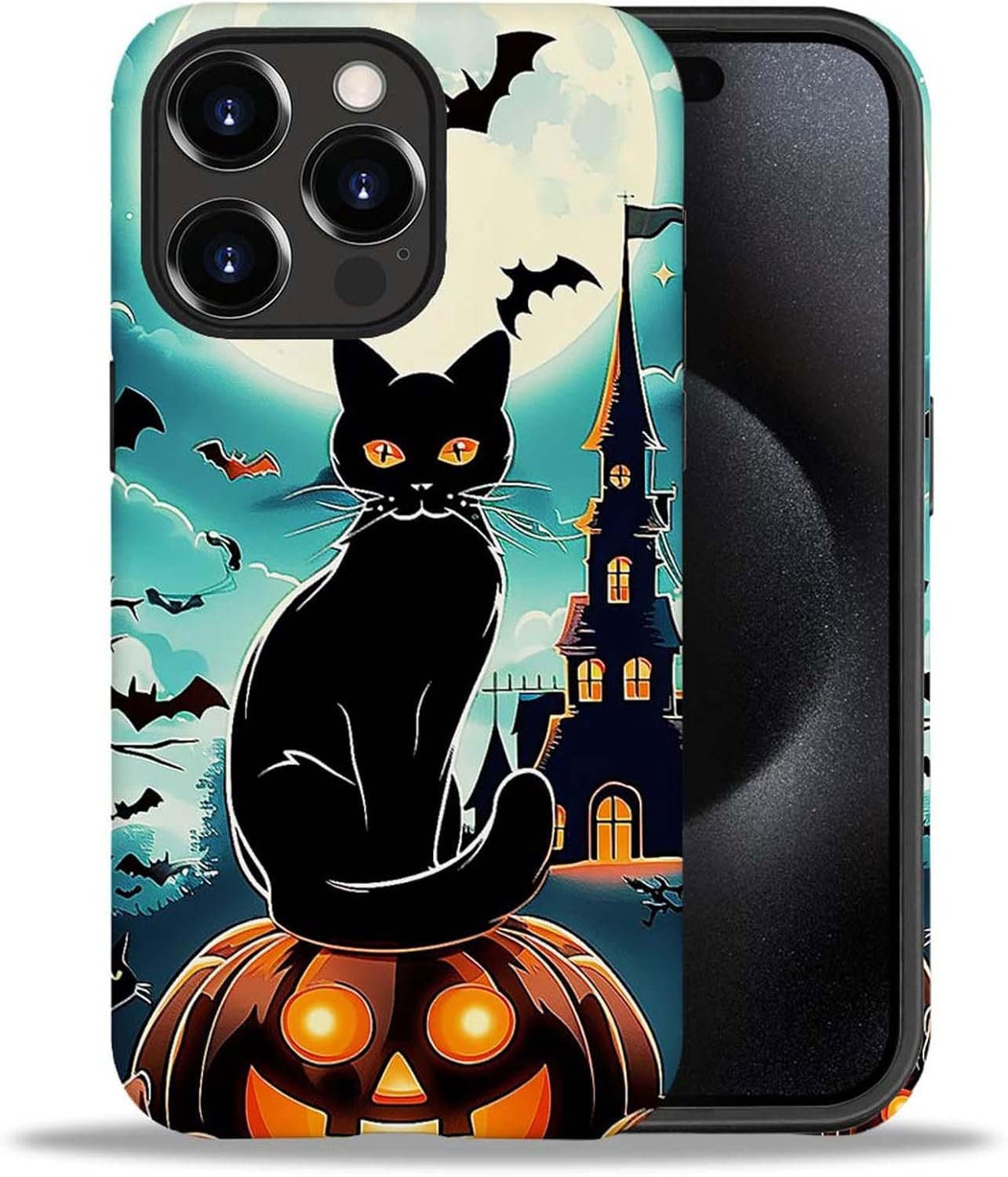 case Compatible with iPhone 13, Dark Blue Steed and Cactus Mix Two Layers of Protective Hard Shell Clear Design and dust-Proof. Suitable for iPhone 13