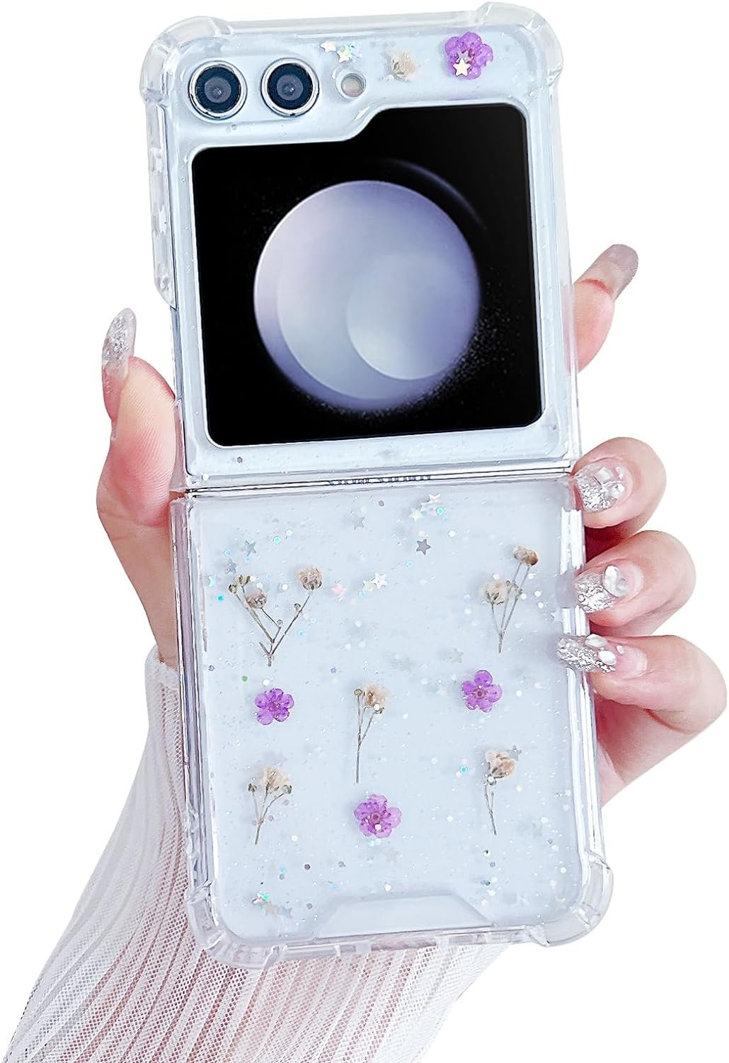 Compatible with Galaxy Flip 6 Case Women Girls Flexible TPU Sequin Sparkle Glitter Shockproof Protective Phone Cover for Galaxy Z Flip 6 (Shell Colorful)