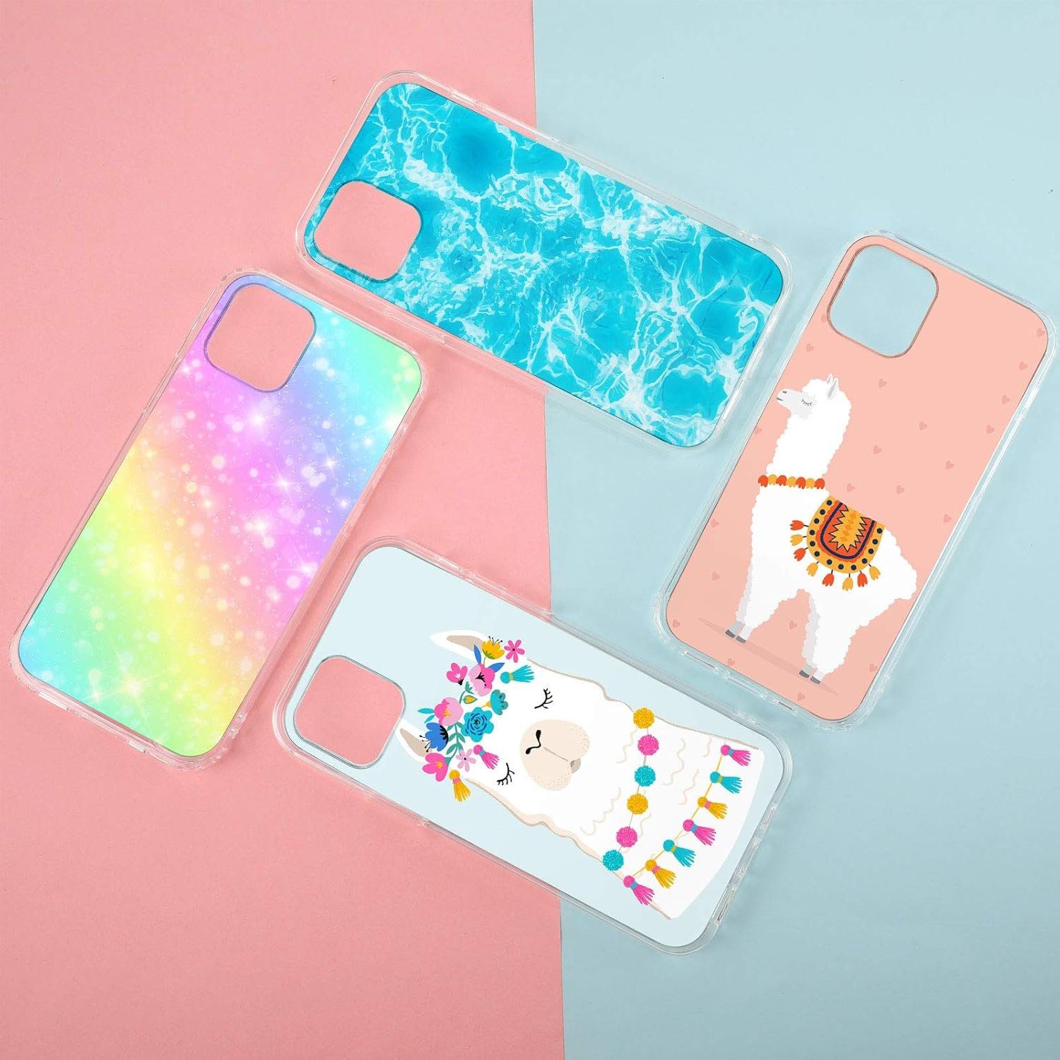4 Pieces Transparent DIY Phone Case DIY Epoxy Resin Mobile Phone Case Anti-Slip Clear Phone Case Including 2 Hard Shells and 2 Soft Shells Compatible with iPhone 12/12 Pro 6.1 inch