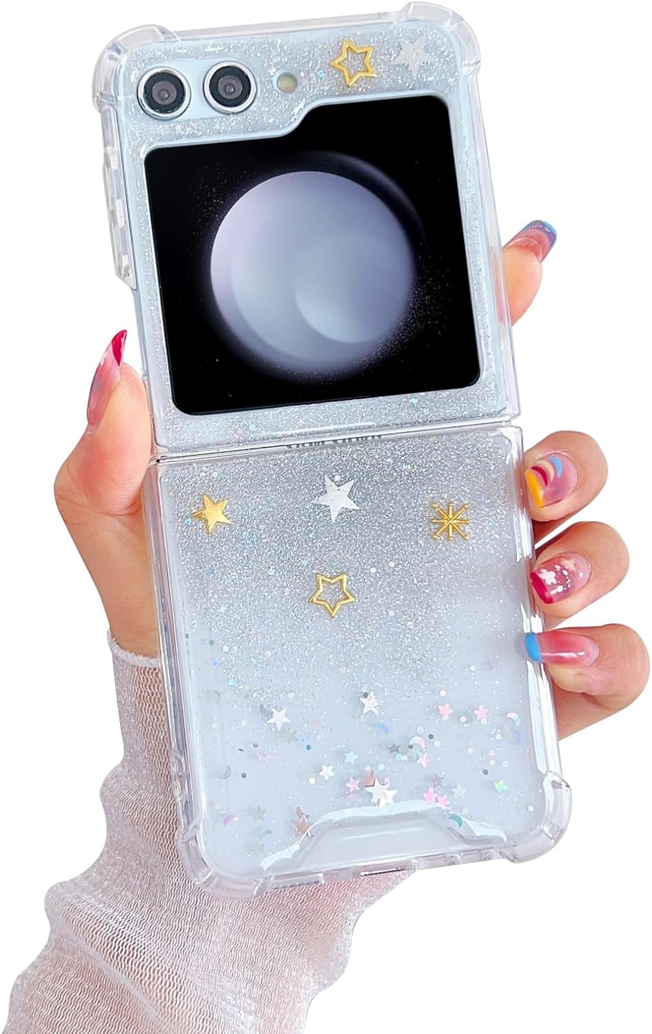 Compatible with Galaxy Flip 6 Case Women Girls Flexible TPU Sequin Sparkle Glitter Shockproof Protective Phone Cover for Galaxy Z Flip 6 (Shell Colorful)