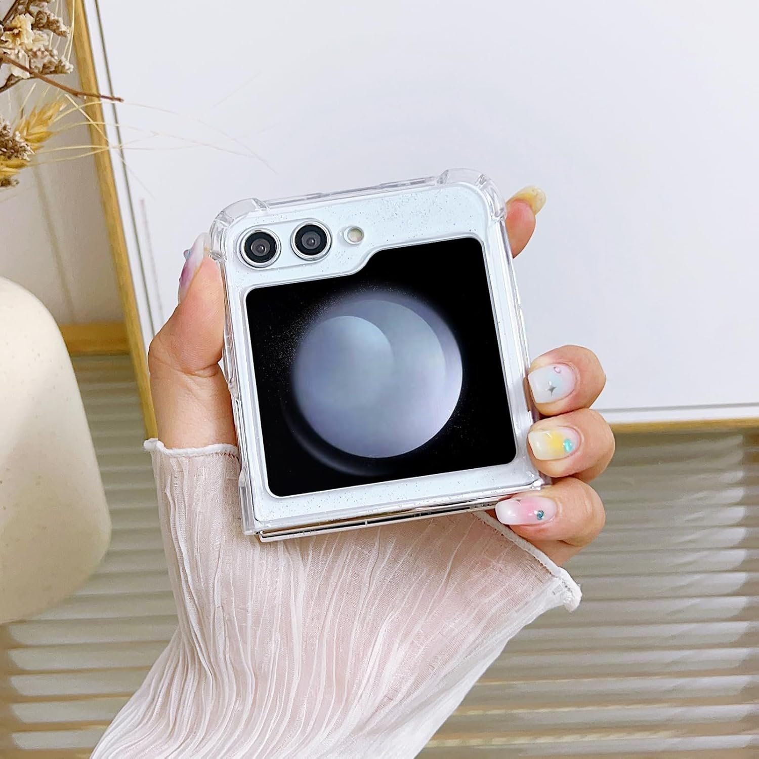 Compatible with Galaxy Flip 6 Case Women Girls Flexible TPU Sequin Sparkle Glitter Shockproof Protective Phone Cover for Galaxy Z Flip 6 (Shell Colorful)