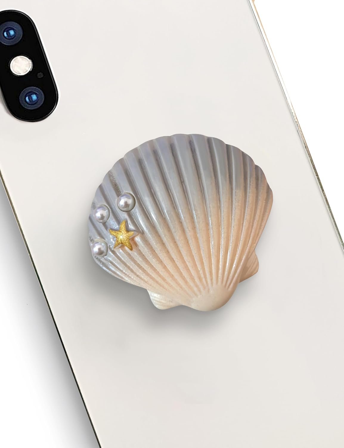 Cute Purple Green Shell Shape Collapsible Expandable Cellphone Stand Multi Functional Mobile Phone Grip & Kicktand