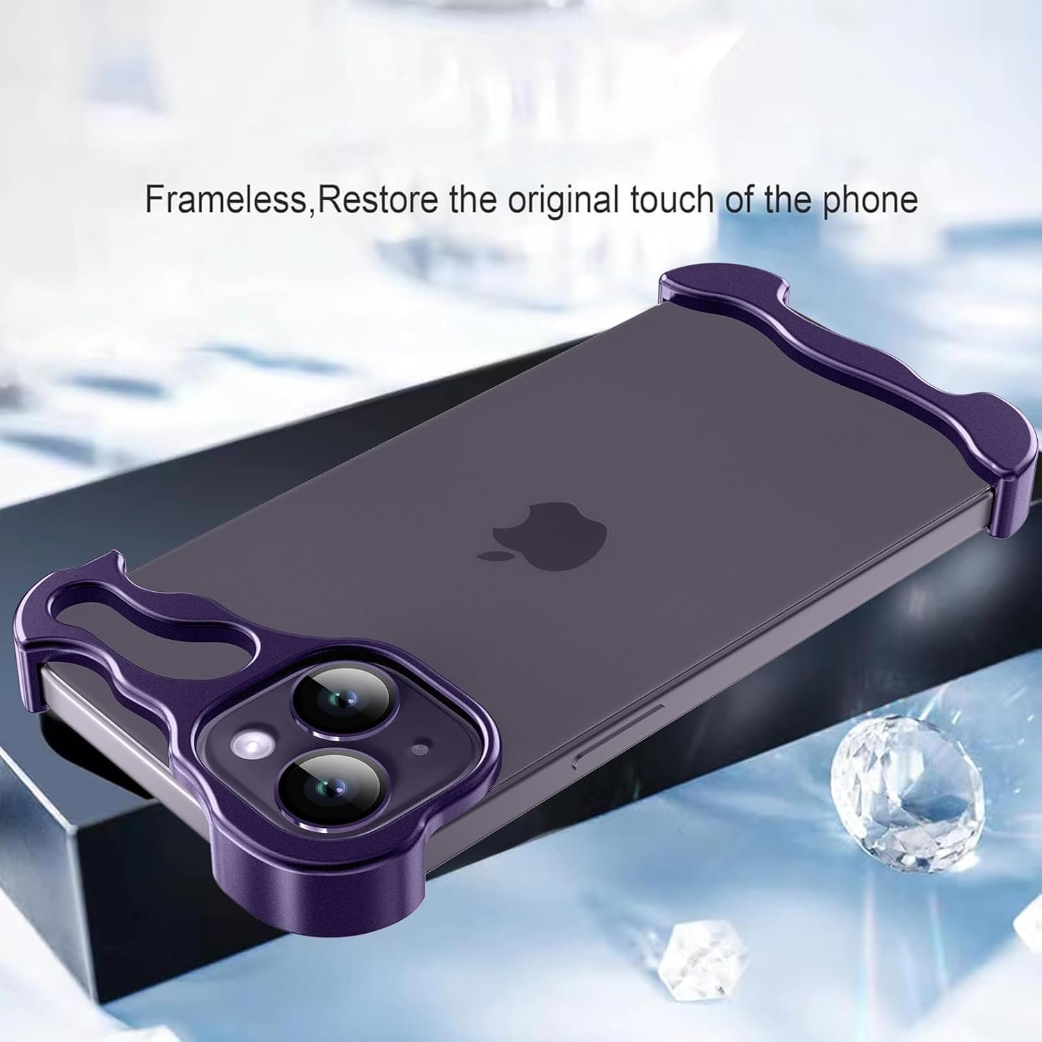 Phone Case for iPhone 13 Phone Case Minimalist Protective Shock Absorption Aerospace Grade Aluminum Shells + Elastomer Inlays Easy Fit (Aluminum Metal Purple)