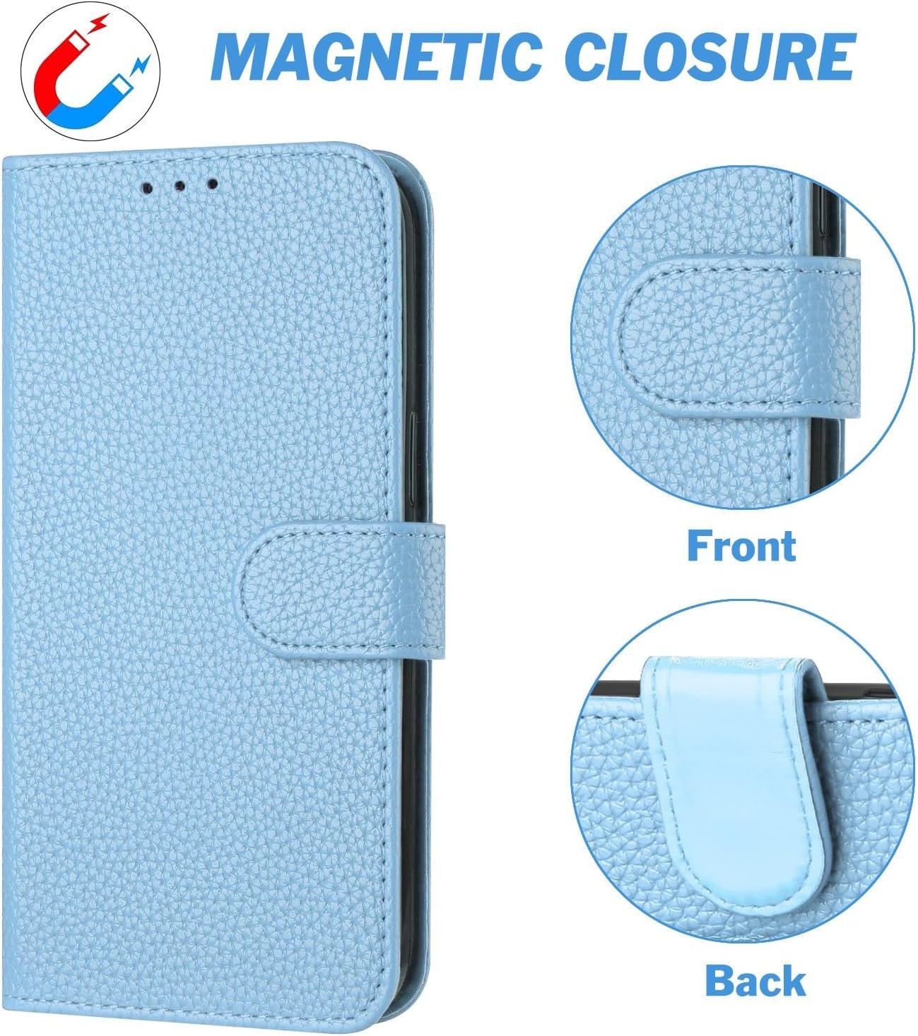 71GlRAHvEKL._AC_SL1500 Cell Phone Case Wallet Wallet Case Compatible withP30 Pro Compatible with Women and Men,Flip Leather Cover with Card Holder, Shockproof TPU Inner Shell Phone Cover & Kickstand(Light Blue)