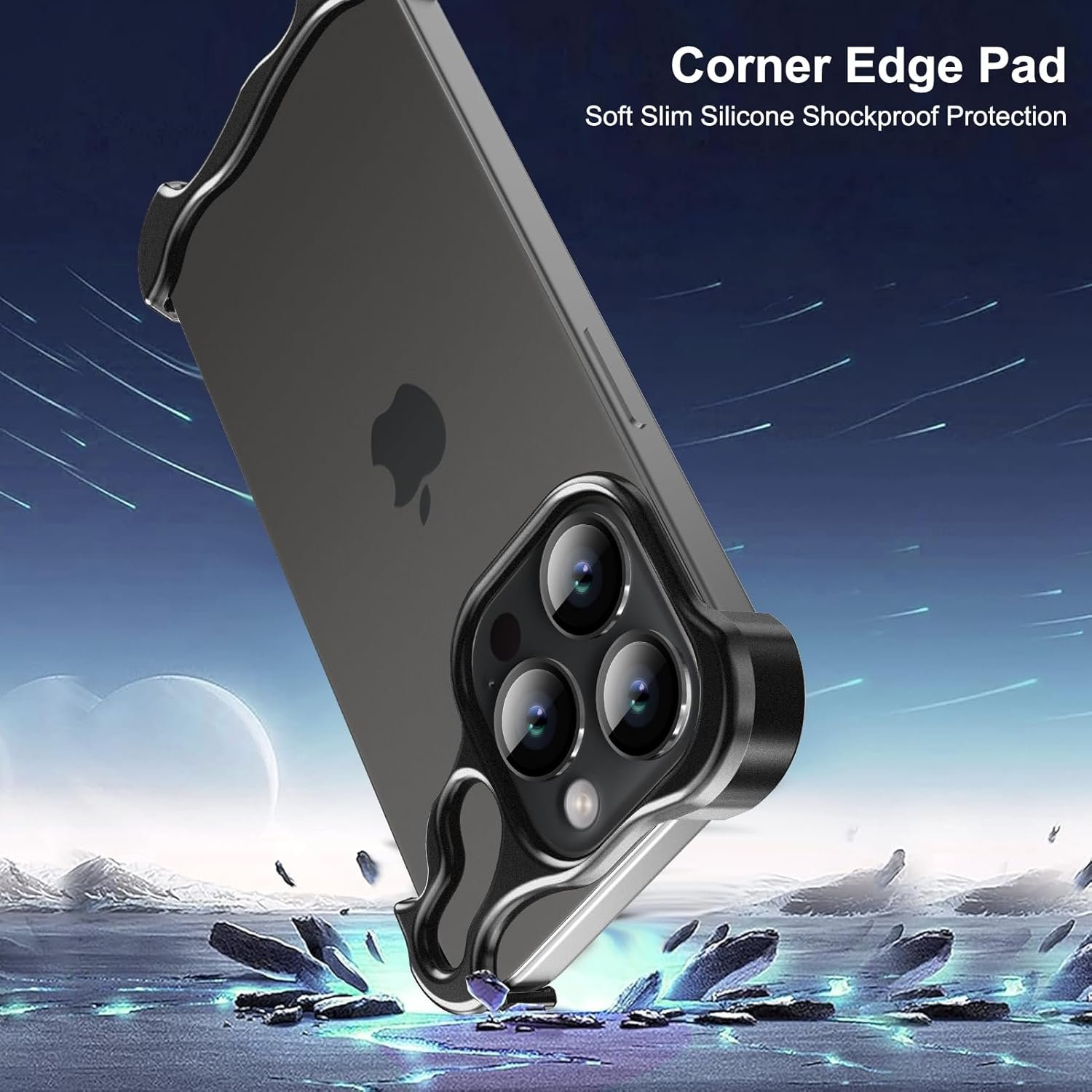 Phone Case for iPhone 14 Pro Phone Case Minimalist Protective Shock Absorption Aerospace Grade Aluminum Shells + Elastomer Inlays Easy Fit (Aluminum Metal Black)