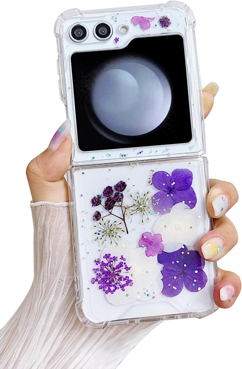 Compatible with Galaxy Flip 6 Case Women Girls Flexible TPU Sequin Sparkle Glitter Shockproof Protective Phone Cover for Galaxy Z Flip 6 (Shell Colorful)