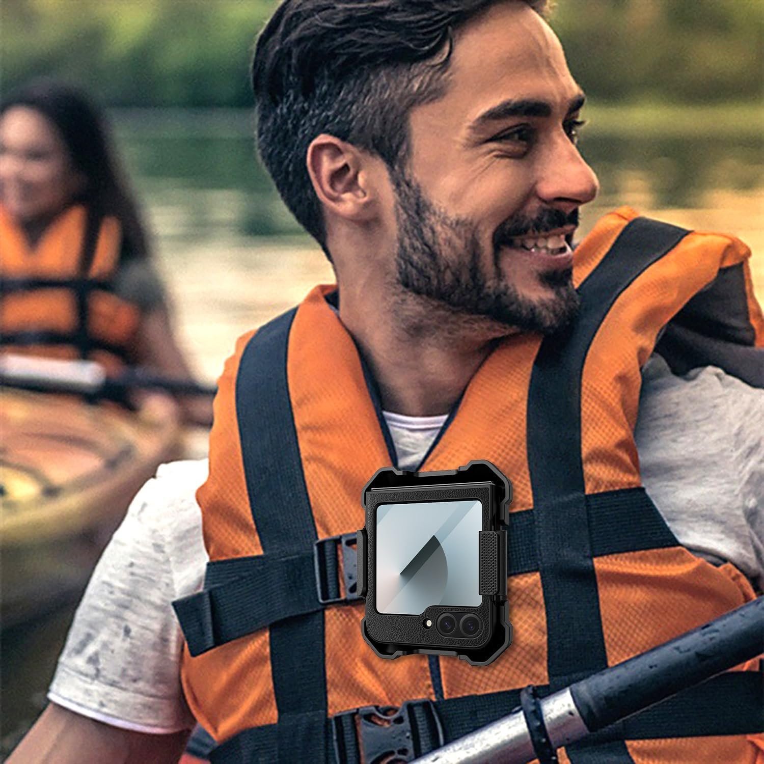 Cell Phone Flip Case Cover Holster Case Compatible with Samsung Galaxy Z Flip 6 2024, Shell & Holster Cell Phone Cover Shell Case for Men with Built-in Kickstand + Swivel Belt Clip Protective Holster(