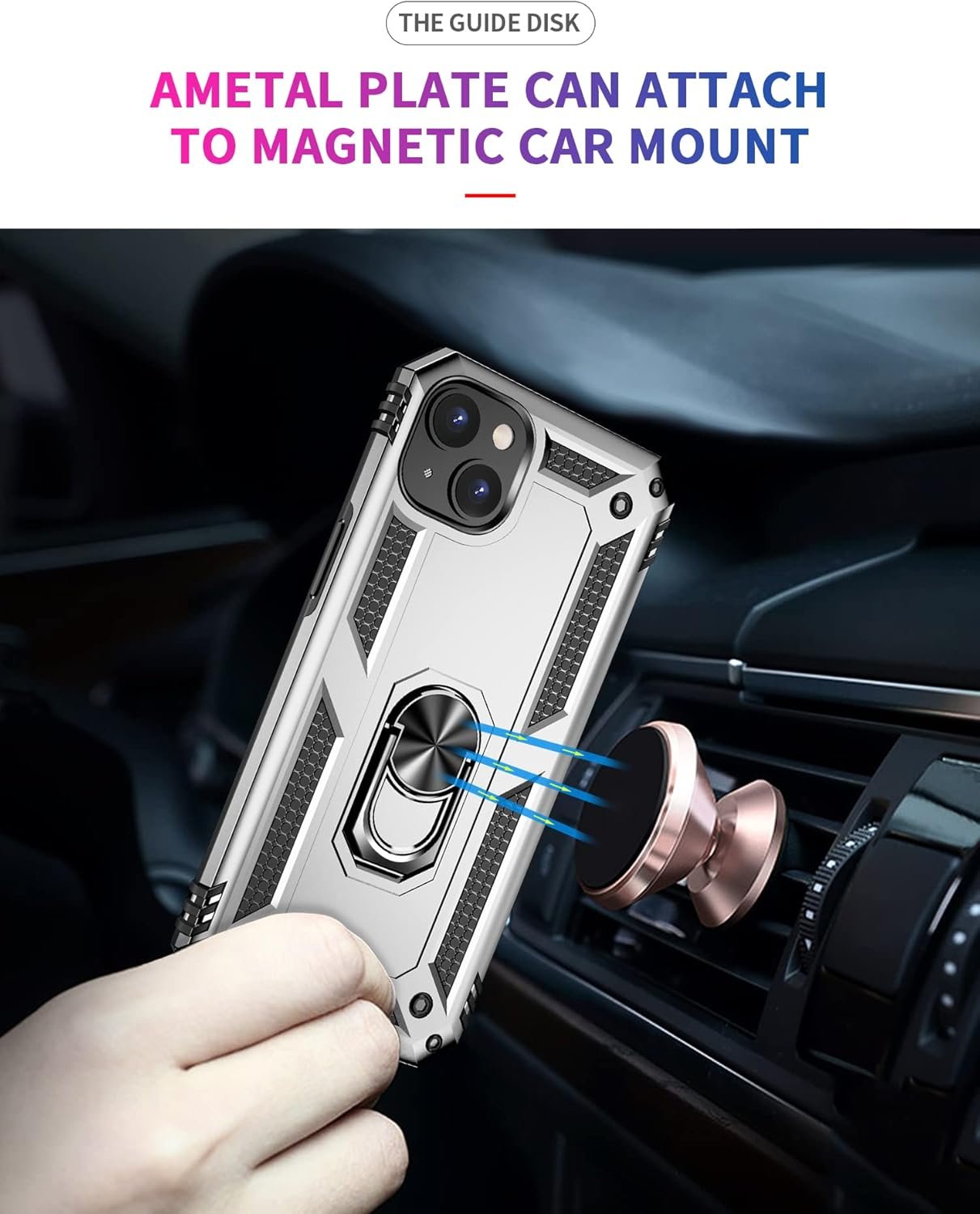 Innovatemee for iPhone 15 Case, Full Body Heavy Duty Rugged Shockproof Protective Phone Cover with Kickstand Military Grade Protection Shell for iPhone 15 Silver