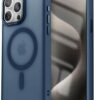 for iPhone15 Pro max Case Magnetic Translucent Matte Back Cover Military Grade Protection Shockproof Shell Full Body [Compatible with MagSafe]Slim Cell Phone Case - blue (Black, iPhone15 Pro Max)
