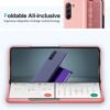 71I-wt6pCHL._AC_SL1500 Mirror Case for Samsung Galaxy Z Fold 5 5G Case Clear View Makeup Leather Flip Cover, Galaxy Z Fold 5 5G Phone Case with Kickstand Shockproof Protective Case for Samsung Z Fold 5 5G Shell (Pink)