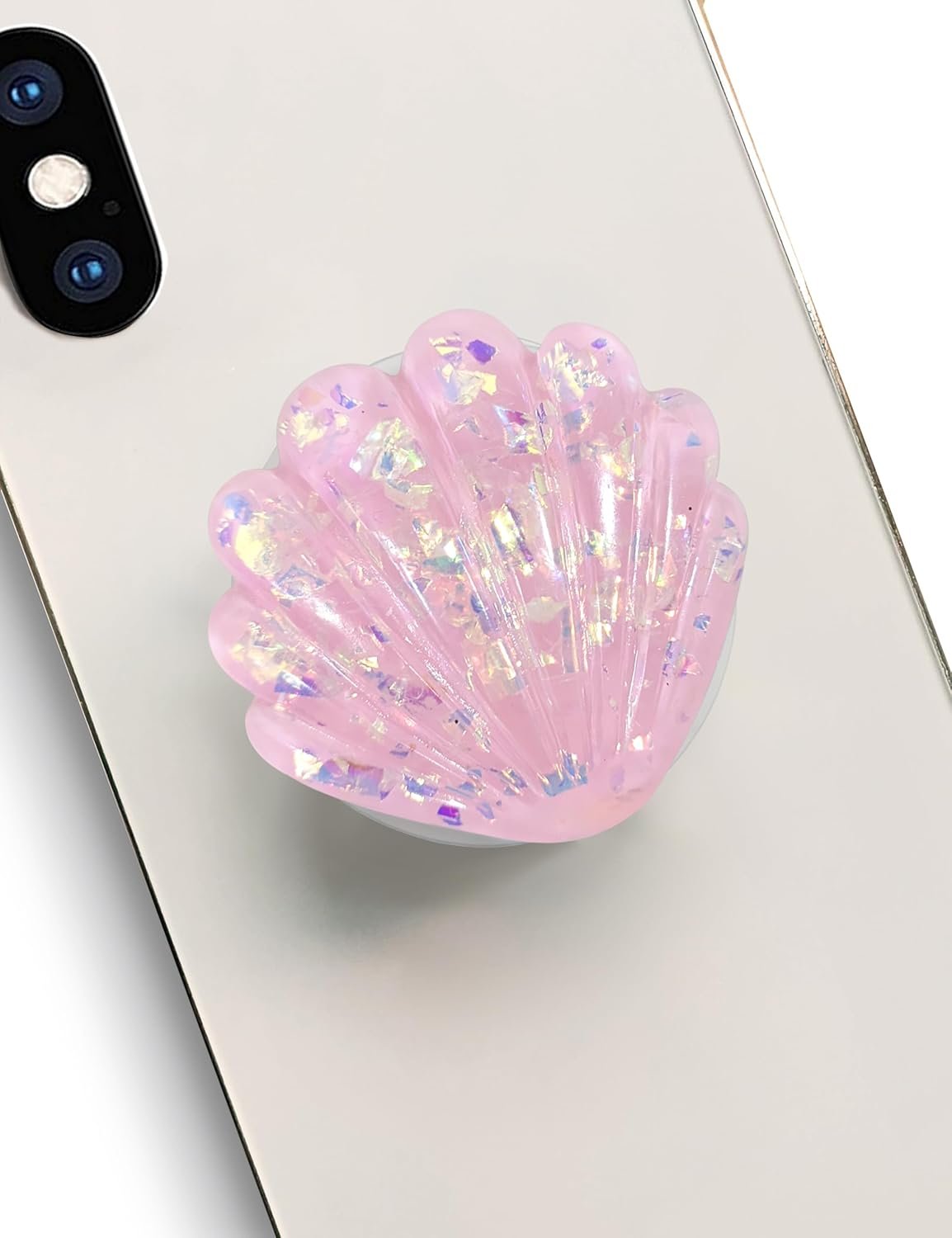 Cute Shell Shape Collapsible Expandable Stand Multi Functional Mobile Phone Grip & Kicktand（White）