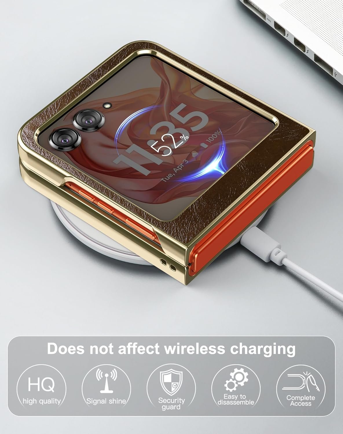 for 2024 5G PU Leather Folio Case Ultra Slim Lightweight,PU Leather+PC Hard Shell,Stylish Phone Case, Support Wireless Charging Case for  2024