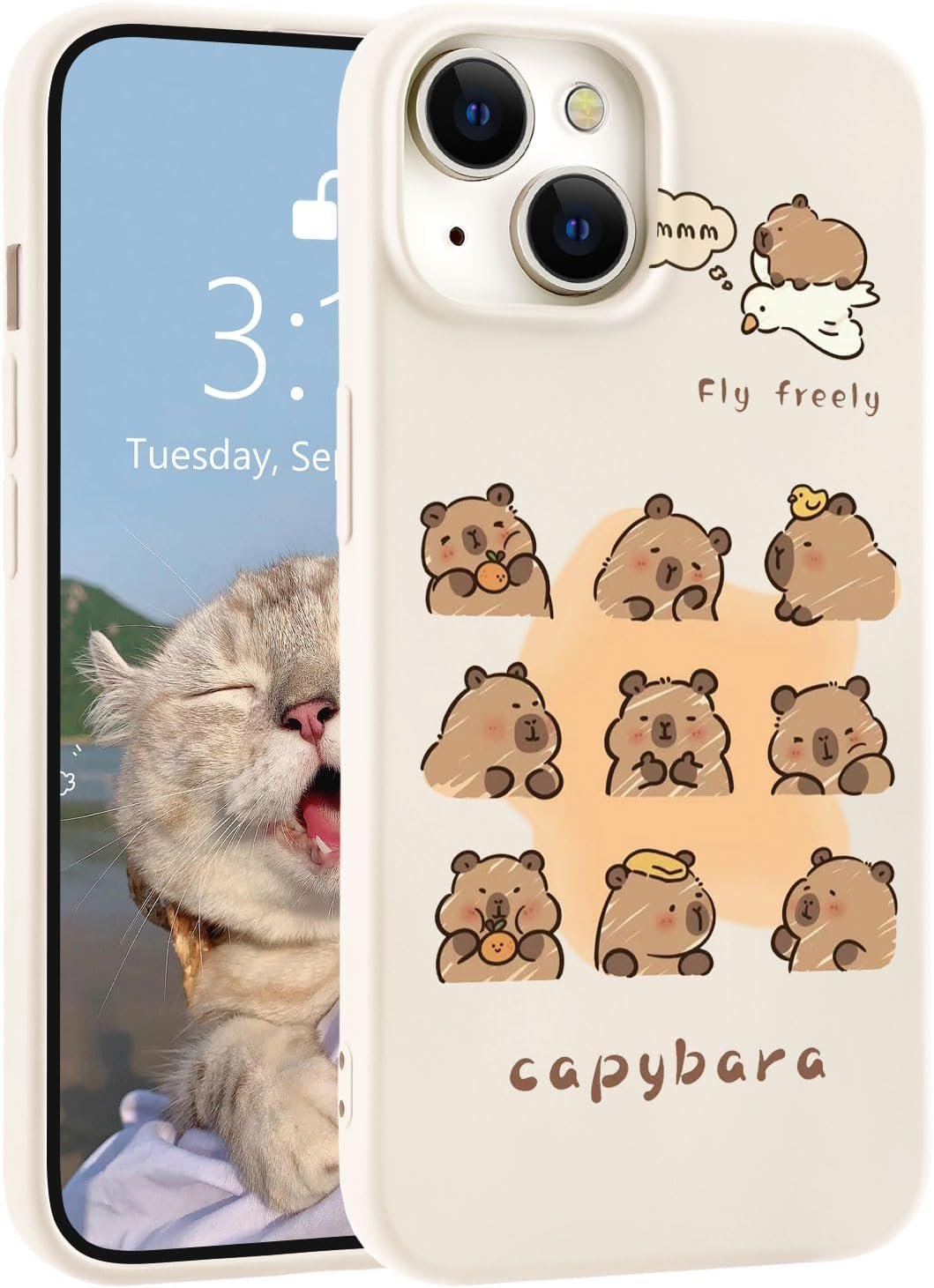for iPhone 13 Case, Cute Kawaii Panda Pink Liquid Silicone Slim Fit Soft Gel Rubber Protective Phone Cover for Women Girls