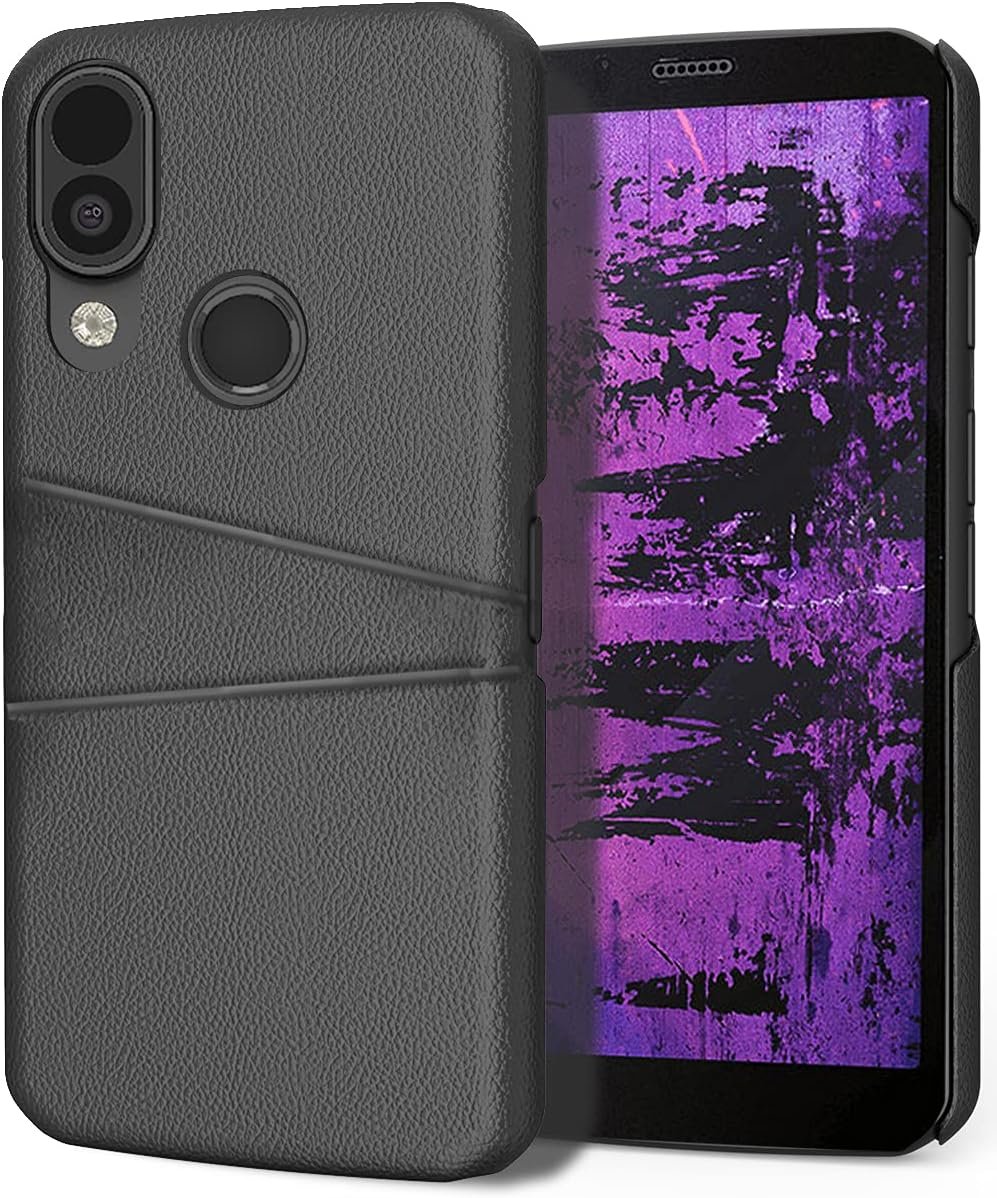 Case Compatible with CAT S62 Pro Phone, [Black] Mobile Wallet Cover Vegan Leather Slim Hard Shell [with Credit Card Slots]