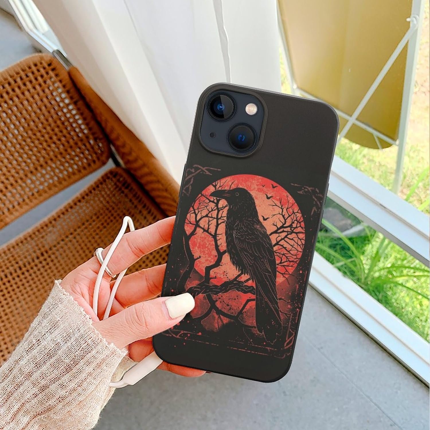 Black Crow Raven Phone Cases Cute Fashion Protective Cover Soft Silicone TPU Shell Compatible with iPhone 13 iPhone 13 Mini iPhone 13 Pro iPhone 13 Pro Max