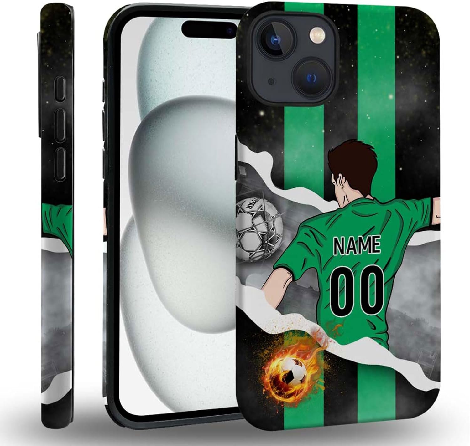 case Compatible with iPhone 13, Dark Blue Steed and Cactus Mix Two Layers of Protective Hard Shell Clear Design and dust-Proof. Suitable for iPhone 13