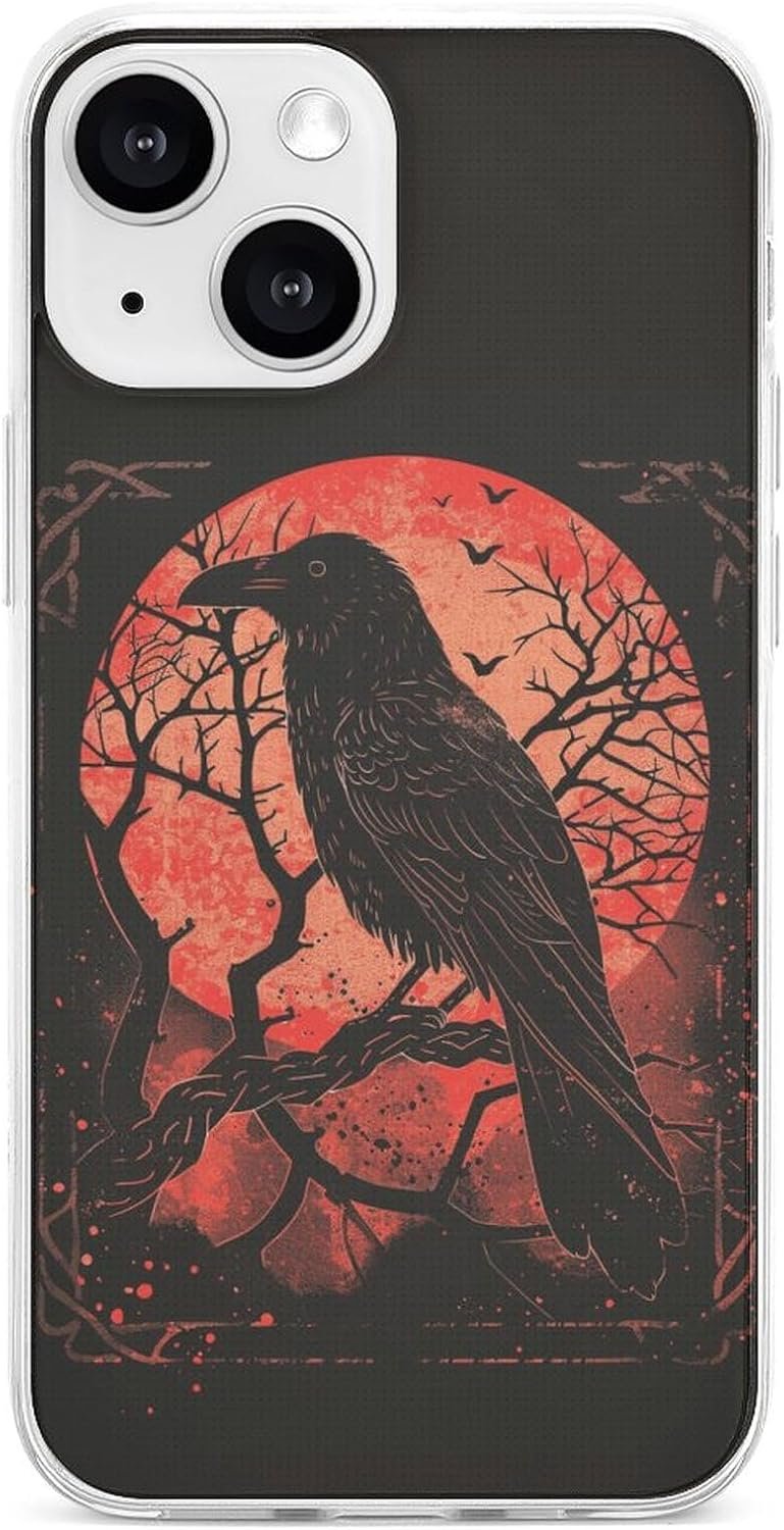 Black Crow Raven Phone Cases Cute Fashion Protective Cover Soft Silicone TPU Shell Compatible with iPhone 13 iPhone 13 Mini iPhone 13 Pro iPhone 13 Pro Max