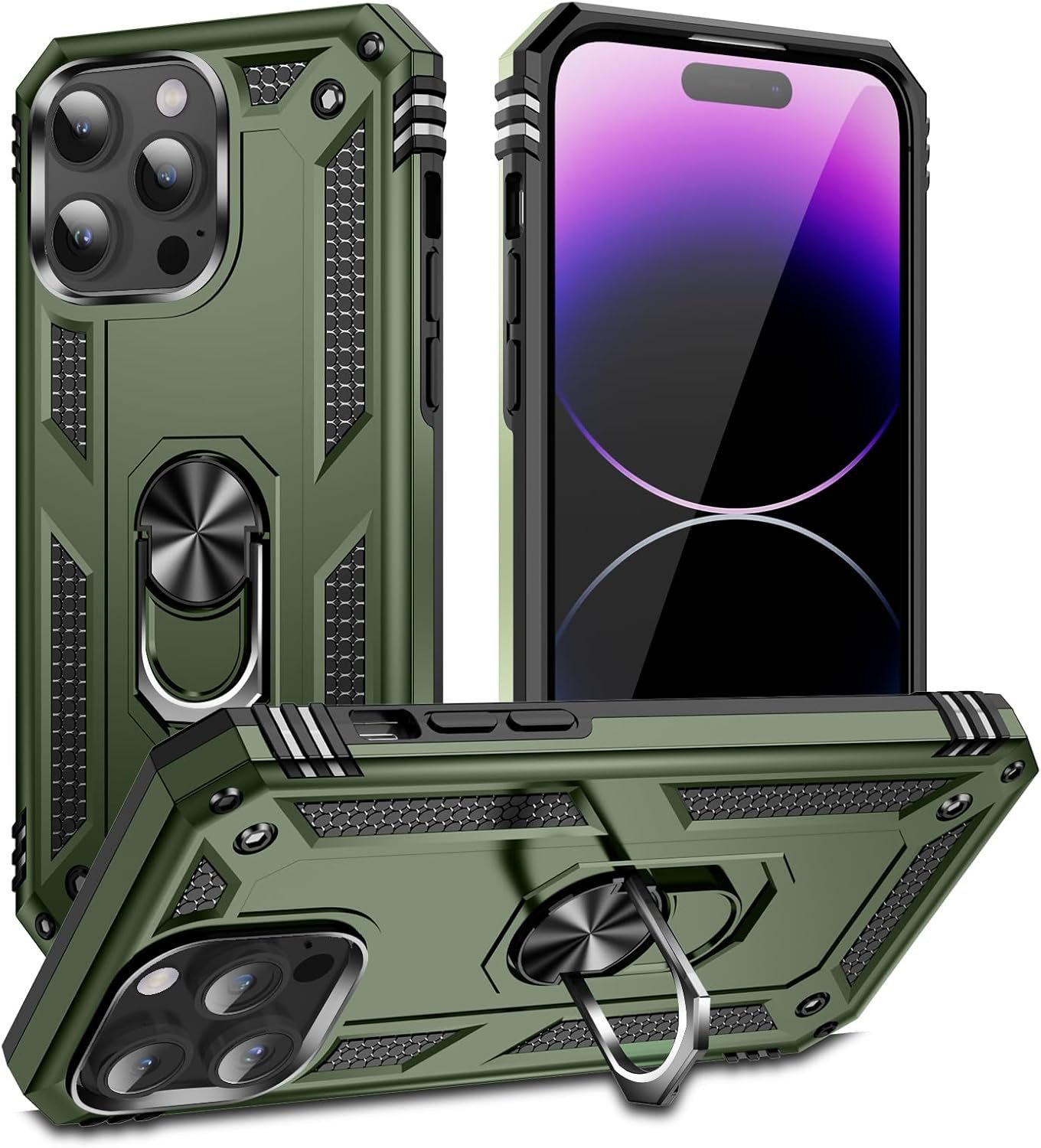 Innovatemee for iPhone 15 Case, Full Body Heavy Duty Rugged Shockproof Protective Phone Cover with Kickstand Military Grade Protection Shell for iPhone 15 Silver