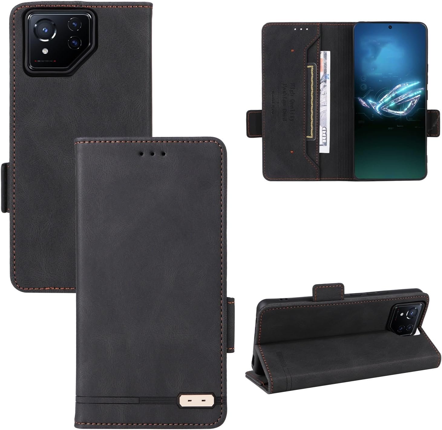 Cell Phone Flip Case Cover Compatible with Phone 8/ROG Phone 8 Pro Wallet Case,PU Leather Flip Folio Case with Card Holders [Shockproof TPU Inner Shell] Phone Cover, Magnetic Closure Protecti