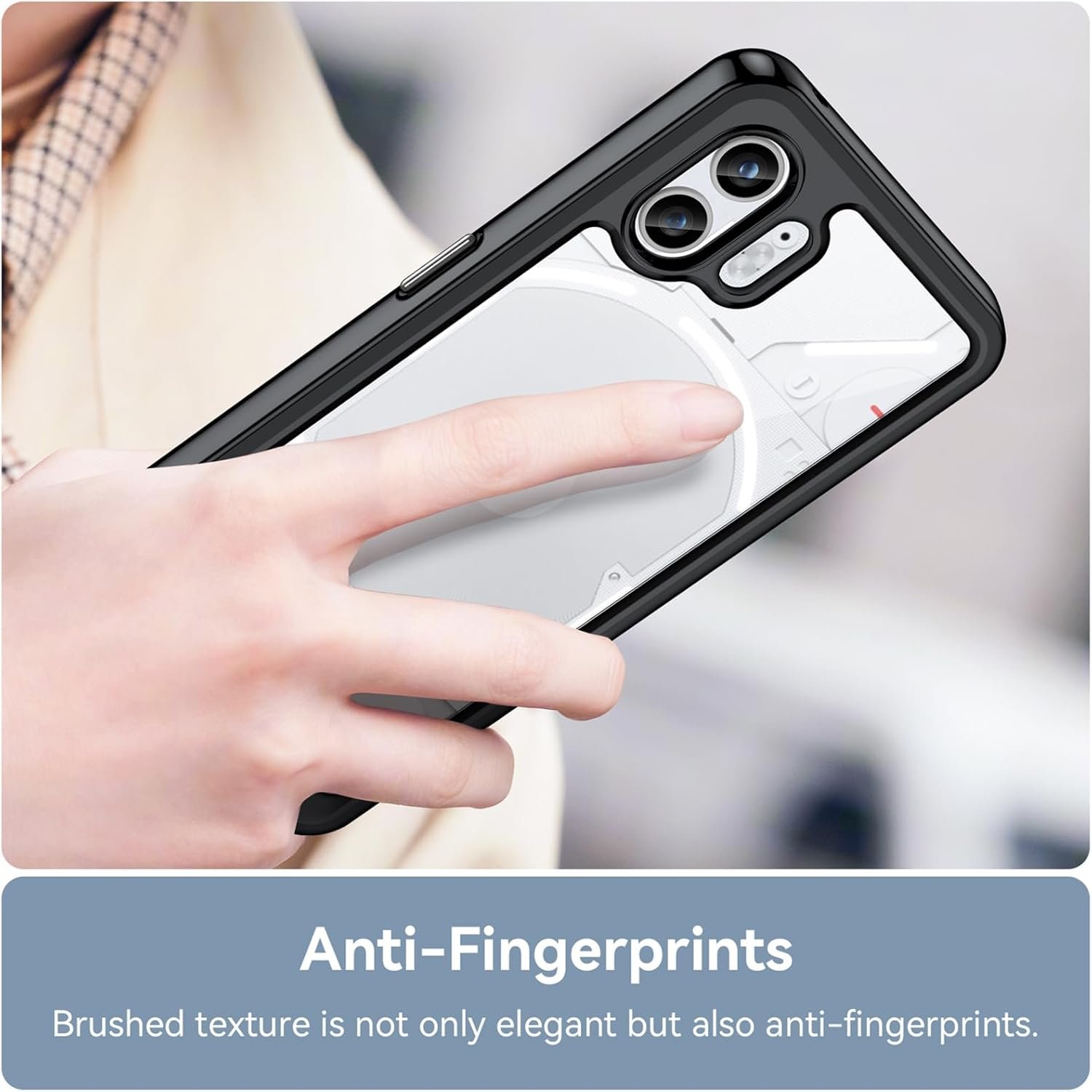 for Phone 2 Case,with Tempered Glass Film,Transparent Acrylic Back Shell Colored TPU,Shockproof Bumper,Protective Phone Cover for Phone 2,Black