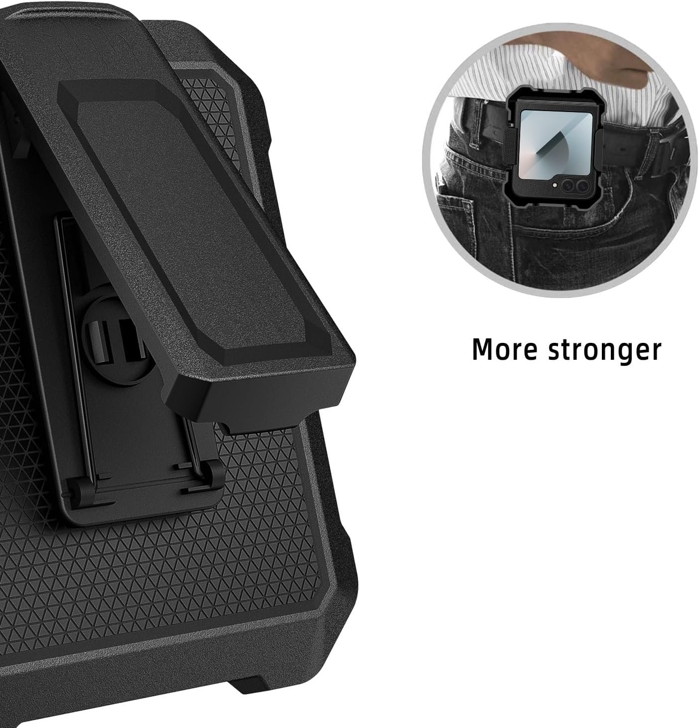 Cell Phone Flip Case Cover Holster Case Compatible with Samsung Galaxy Z Flip 6 2024, Shell & Holster Cell Phone Cover Shell Case for Men with Built-in Kickstand + Swivel Belt Clip Protective Holster(