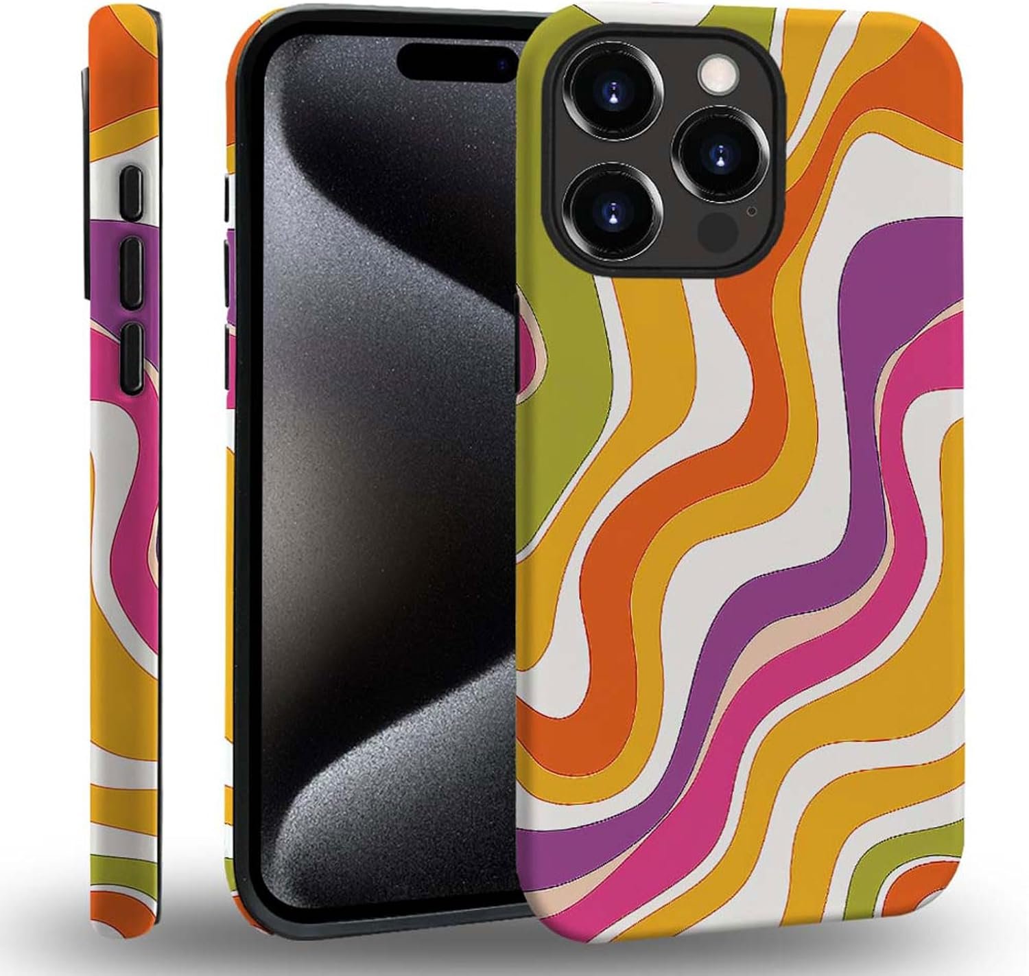 case Compatible with iPhone 13, Dark Blue Steed and Cactus Mix Two Layers of Protective Hard Shell Clear Design and dust-Proof. Suitable for iPhone 13