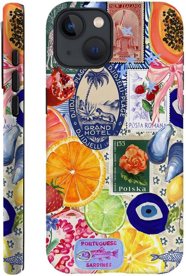 Compatible with for iPhone 14,Fruit Lemon European Summer Collage Phone Case for Girl Women Boy Men,Scratch Resistant Shockproof Cover Case for iPhone 14